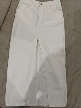 SNDYS white denim midi skirt